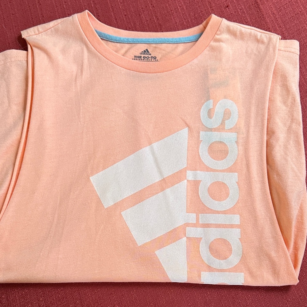 Adidas Peach Performance Tee Top with Logo